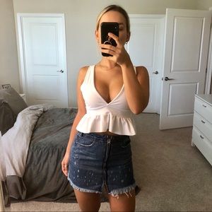 White peplum crop top